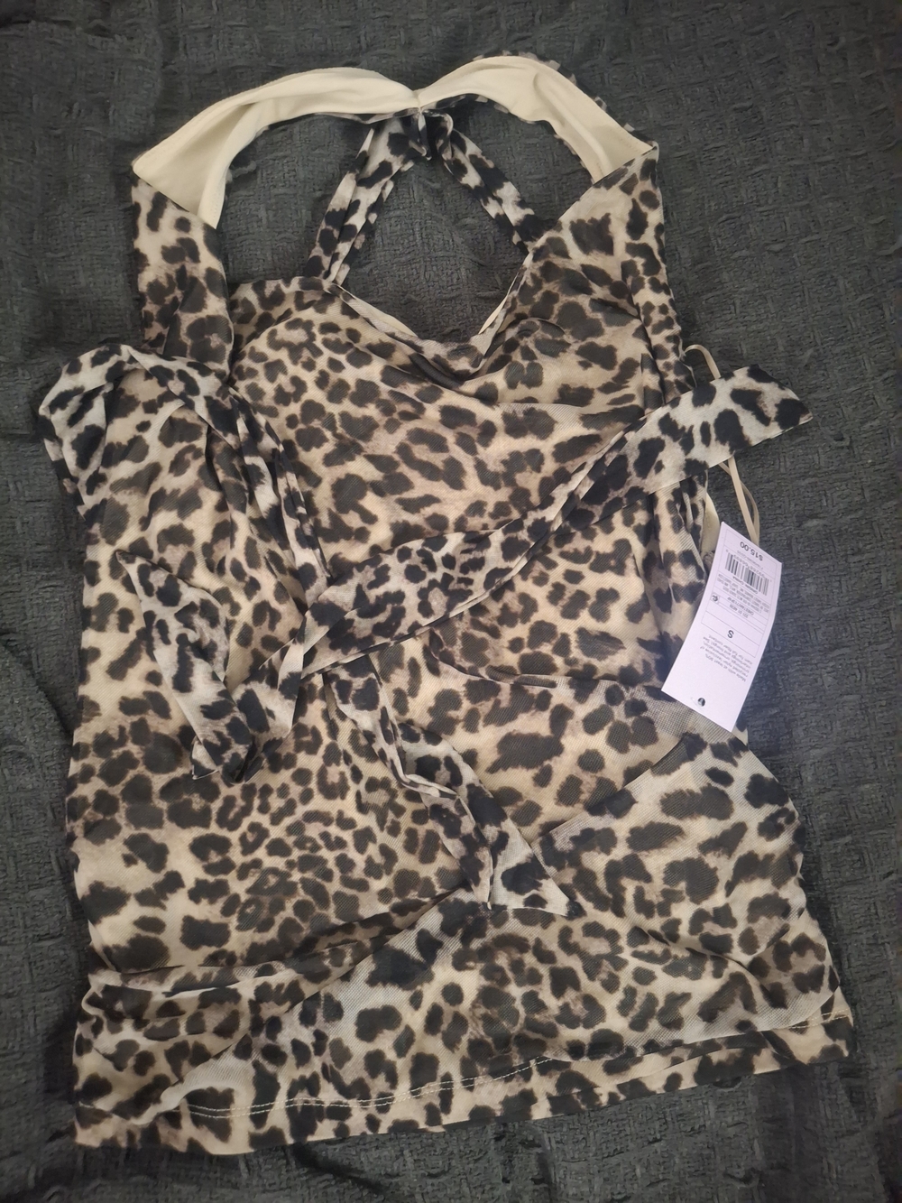 wild fable Leopard Print Halter Cami - Cream & Brown